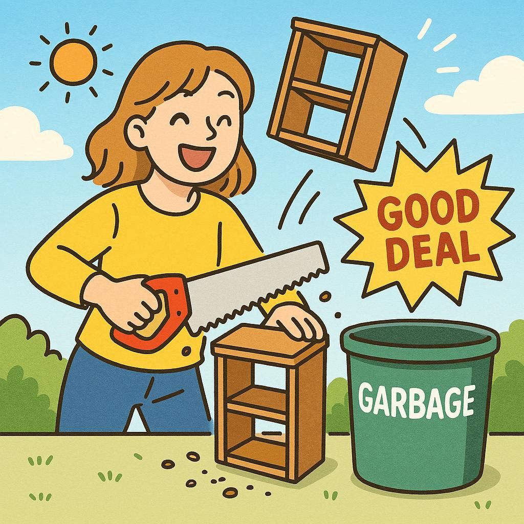 棚を小さく解体して一般ごみに捨てる