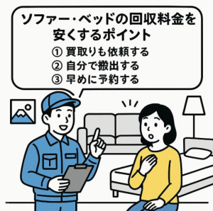 ソファ・ベッド回収を安くするポイントについて解説している不用品回収業者
