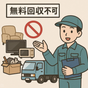 無料処分はできない　と説明している不用品回収業者
